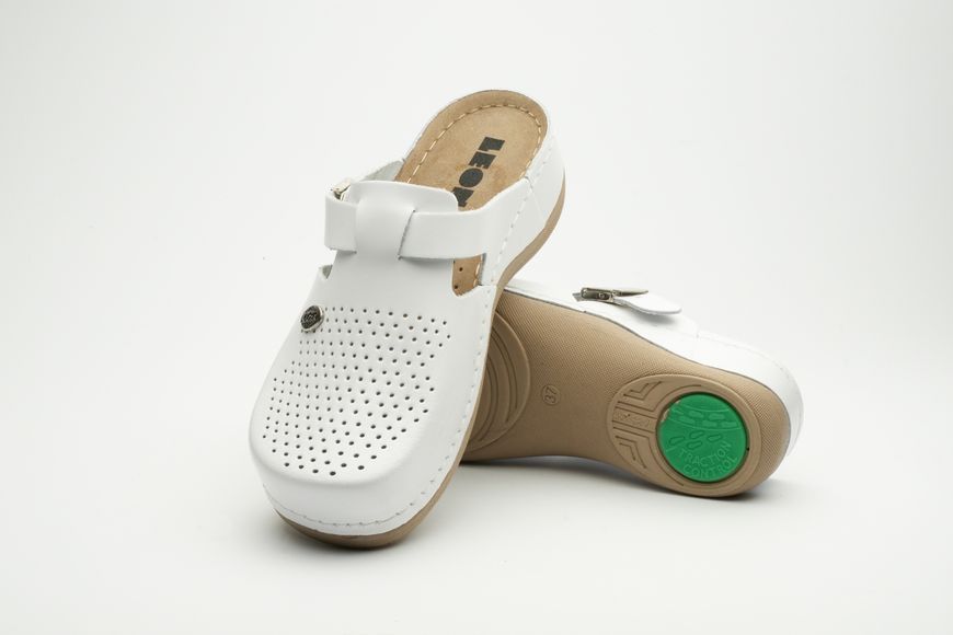 Женские сабо LEON 900, анатомические, кожаные, белые 900-white-40 фото