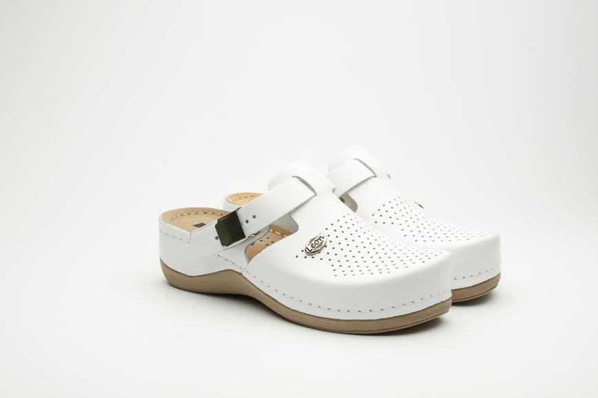 Женские сабо LEON 900, анатомические, кожаные, белые 900-white-40 фото
