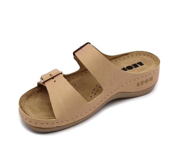 Шльопанці жіночі шкіряні LEON 955 955-beige фото