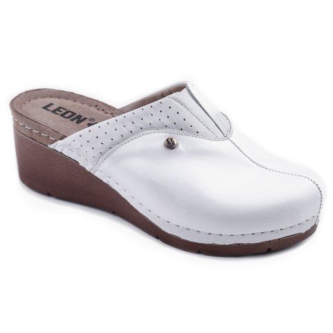 Жіночі сабо LEON 1002, м'яка шкіра наппа, білі 1002-white-37 фото