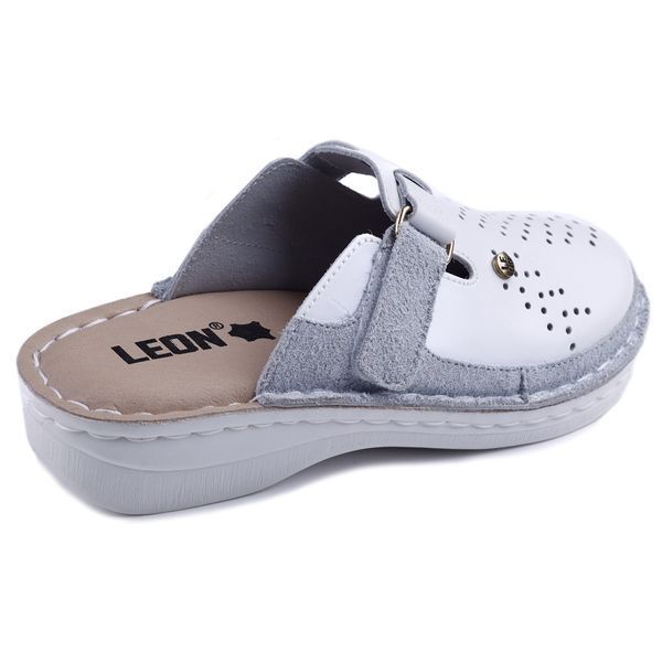 Жіночі сабо LEON V261, анатомічні, шкіряні, білі V261-white-38 фото