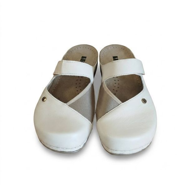 Женские сабо LEON 953, анатомические, кожаные, бежевые 953-beige-40 фото