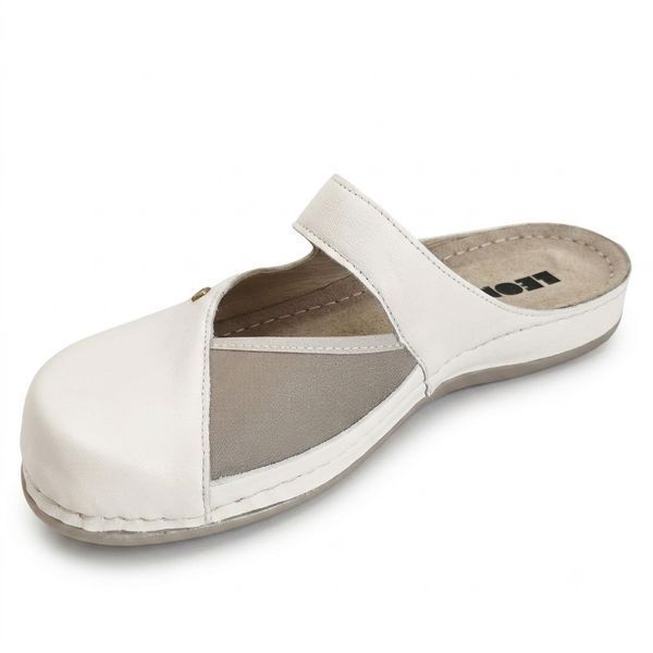 Женские сабо LEON 953, анатомические, кожаные, бежевые 953-beige-40 фото