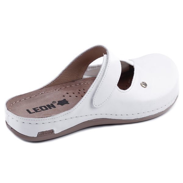 Жіночі сабо LEON 953, анатомічні, шкіряні, білі 953-white фото