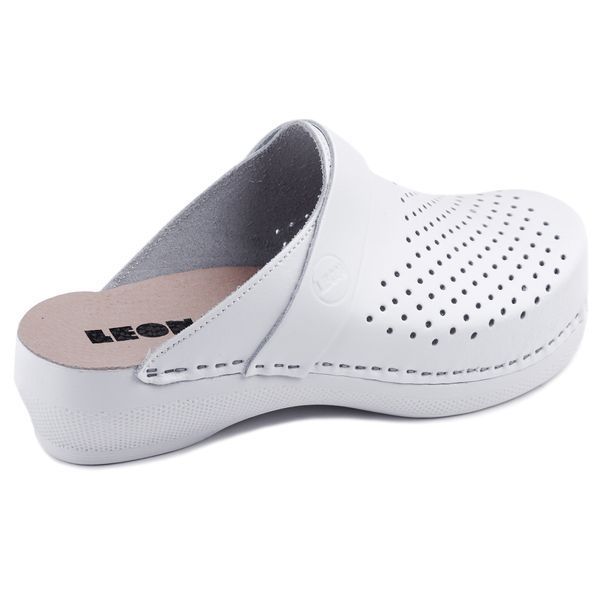 Женские сабо LEON PU102, анатомические, кожаные, белые PU102-white-37 фото