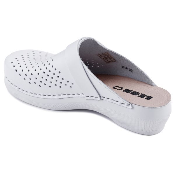 Женские сабо LEON PU102, анатомические, кожаные, белые PU102-white-37 фото