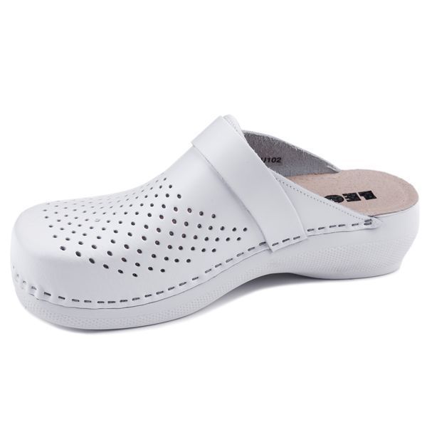 Женские сабо LEON PU102, анатомические, кожаные, белые PU102-white-38 фото