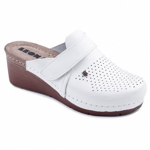 Жіночі сабо LEON 1001, анатомічні, шкіряні, білі 1001-white-40 фото