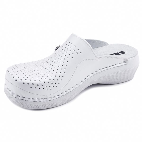 Женские сабо LEON PU115, анатомические, кожаные, белые PU115-white фото