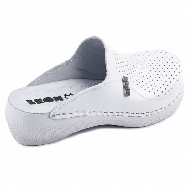Женские сабо LEON PU115, анатомические, кожаные, белые PU115-white фото