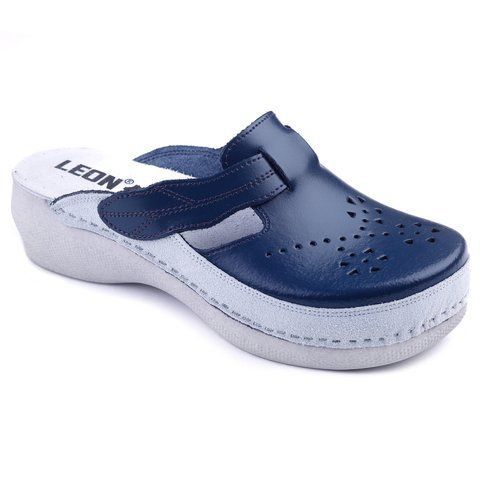 Женские сабо LEON PU156, анатомические, кожаные, синие PU156-blue-37 фото