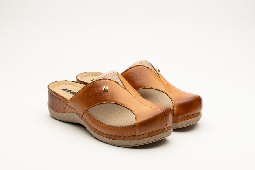 Медицинские женские сабо LEON 912, анатомические, кожаные, коричневые 912-brown-37 фото