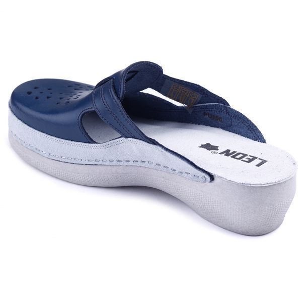 Женские сабо LEON PU156, анатомические, кожаные, синие PU156-blue-40 фото
