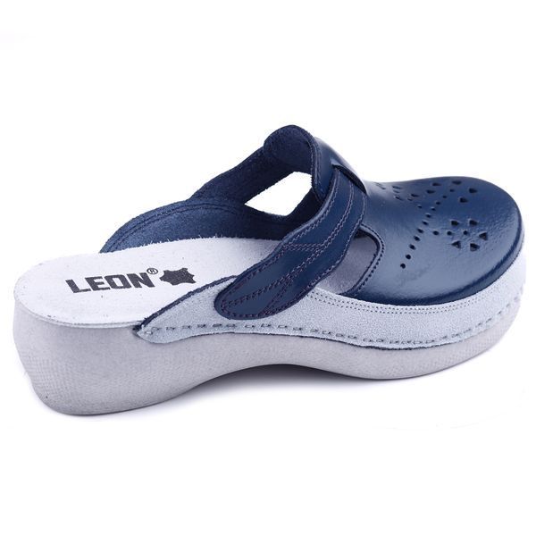 Женские сабо LEON PU156, анатомические, кожаные, синие PU156-blue-40 фото