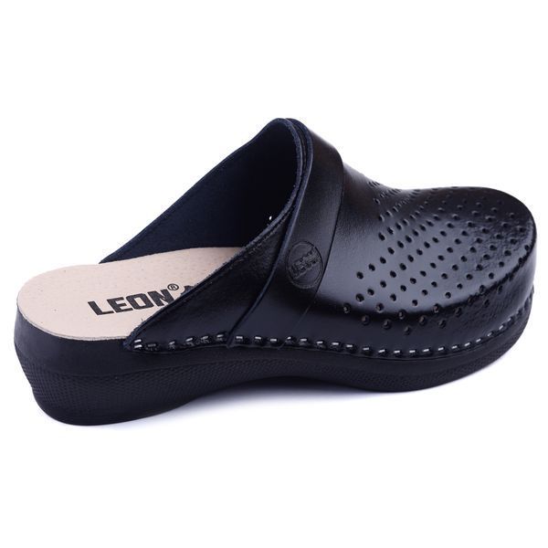 Женские сабо LEON PU102, анатомические, кожаные, черные PU102-black-37 фото