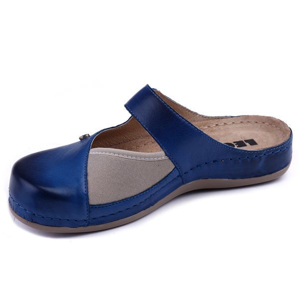 Женские сабо LEON 953, анатомические, кожаные, синие 953-blue фото