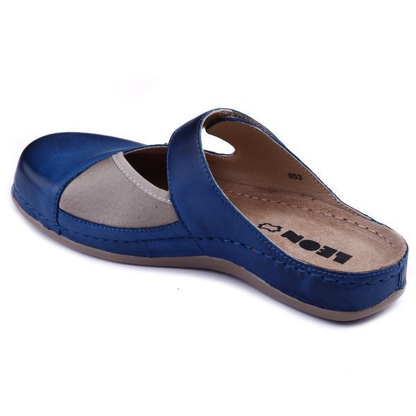 Женские сабо LEON 953, анатомические, кожаные, синие 953-blue фото