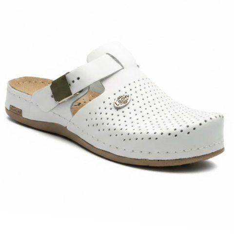 Медицинские женские сабо LEON 950, анатомические, кожаные, белые 950-white-40 фото