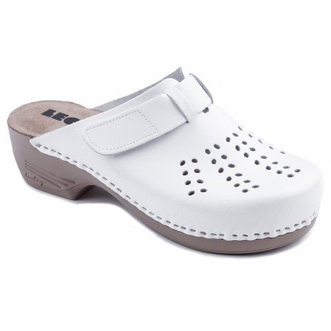 Жіночі сабо LEON PU161, анатомічні, шкіряні, білі PU161-white-41 фото