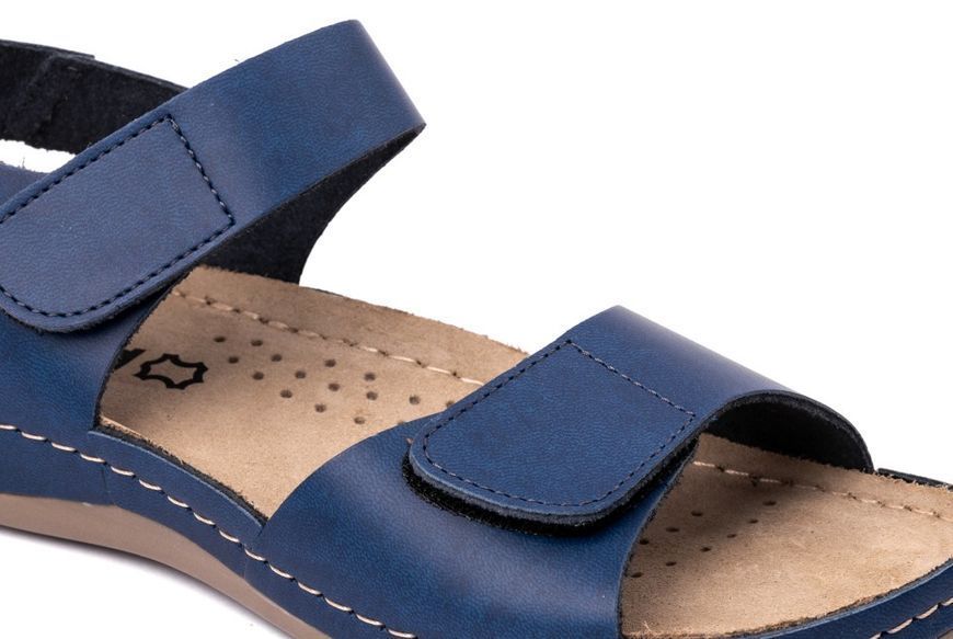 Женские сандалии LEON Xenia I 963, анатомические, кожаные, синие, 36 963-blue фото