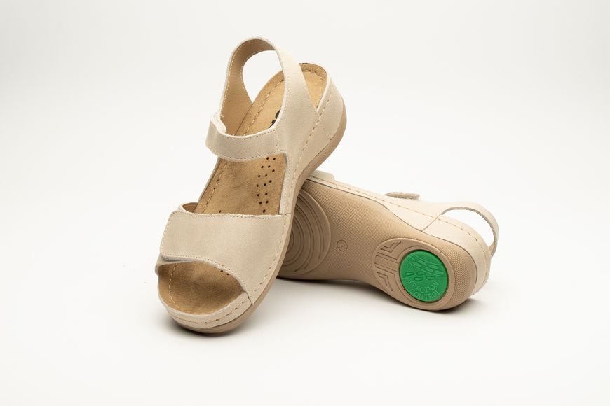 Жіночі сандалі LEON Beti 935, анатомічні, шкіряні, бежеві, 36 935-beige фото