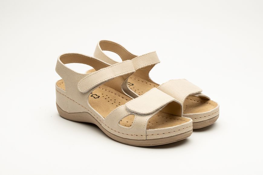 Жіночі сандалі LEON Beti 935, анатомічні, шкіряні, бежеві, 36 935-beige фото