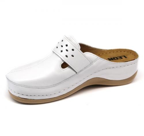 Медичні жіночі сабо LEON 902, анатомічні, шкіряні, білі 902-white-38 фото