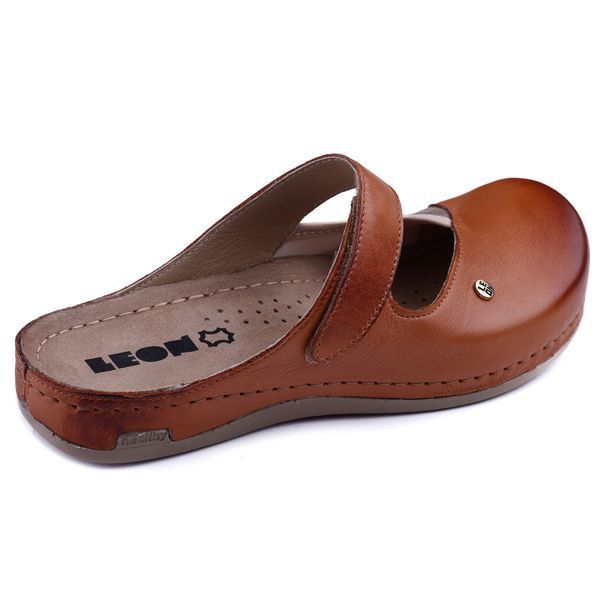Женские сабо LEON 953, анатомические, кожаные, коричневые 953-brown фото