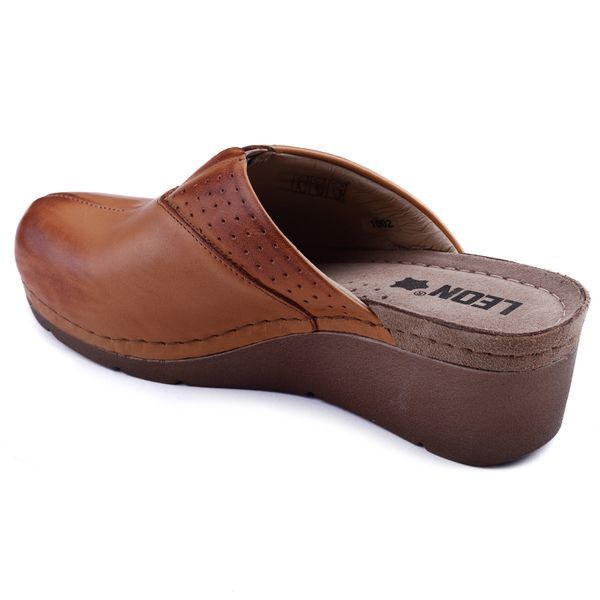 Жіночі сабо LEON 1002, м'яка шкіра наппа, коричневі 1002-brown-38 фото