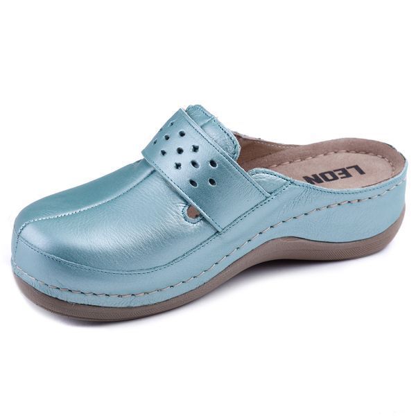 Медичні жіночі сабо LEON 902, анатомічні, шкіряні, бірюзові 902-turquoise-38 фото