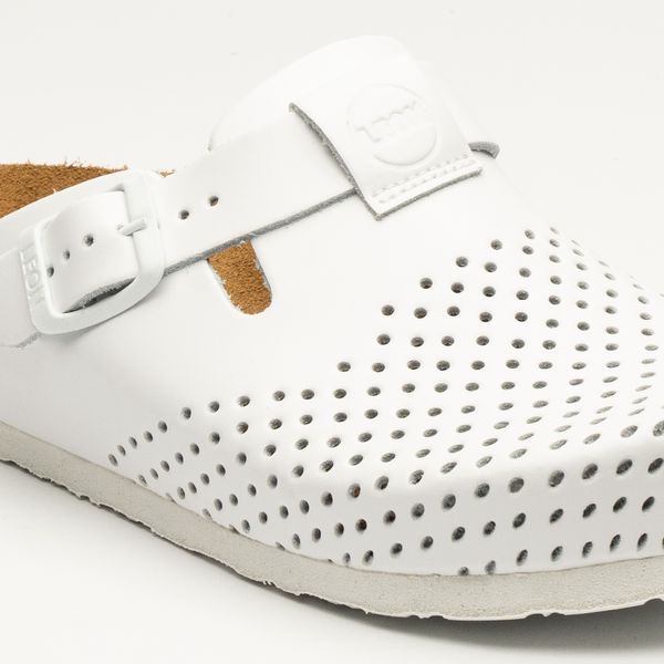 Жіночі сабо LEON 4250, анатомічні, шкіряні, білі 4250-white-40 фото