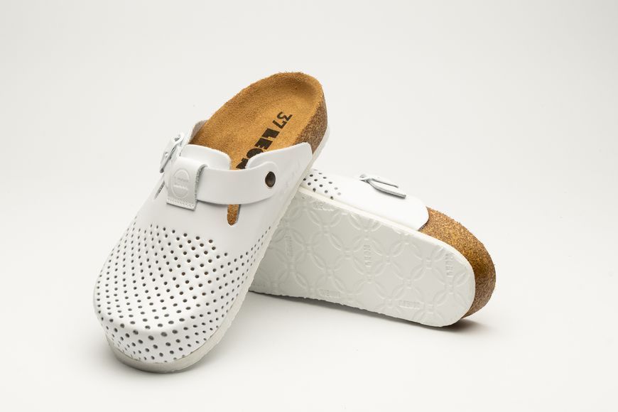 Жіночі сабо LEON 4250, анатомічні, шкіряні, білі 4250-white-40 фото