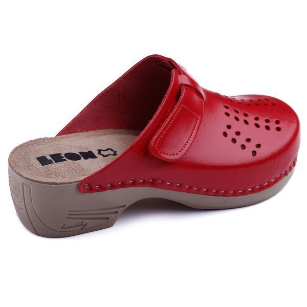 Женские сабо LEON 161, анатомические, кожаные, красные 161-red фото