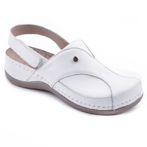 Женские сабо LEON 913, анатомические, кожаные, белые 913-white-38 фото